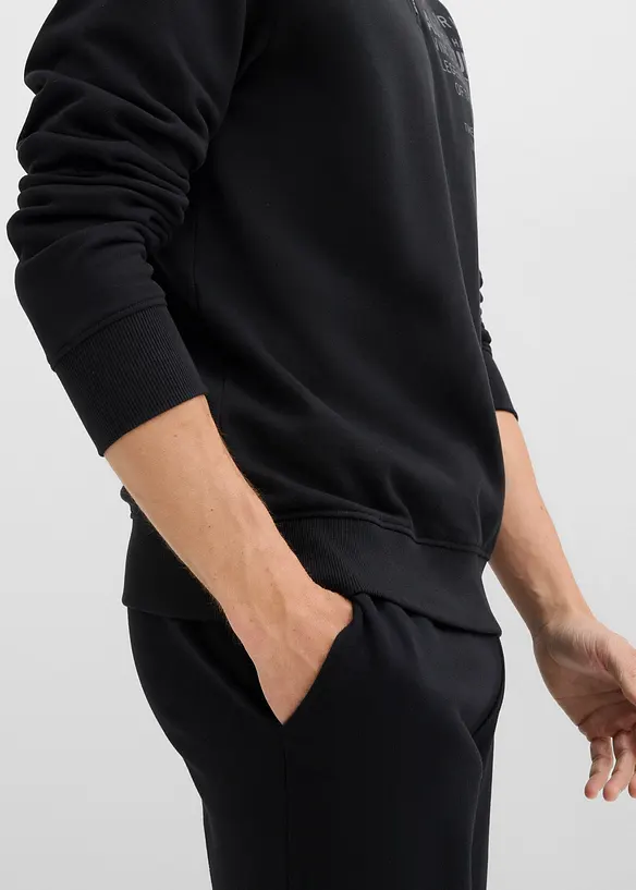 Sweatshirt med krage och dragkedja i ekologisk bomull, bonprix