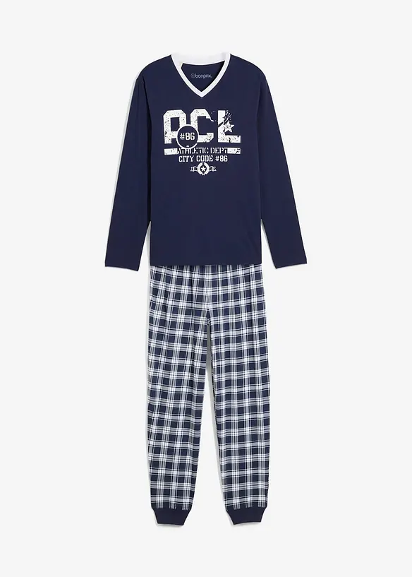 Pyjamas  med bomull och l&aring;nga &auml;rmar, bonprix