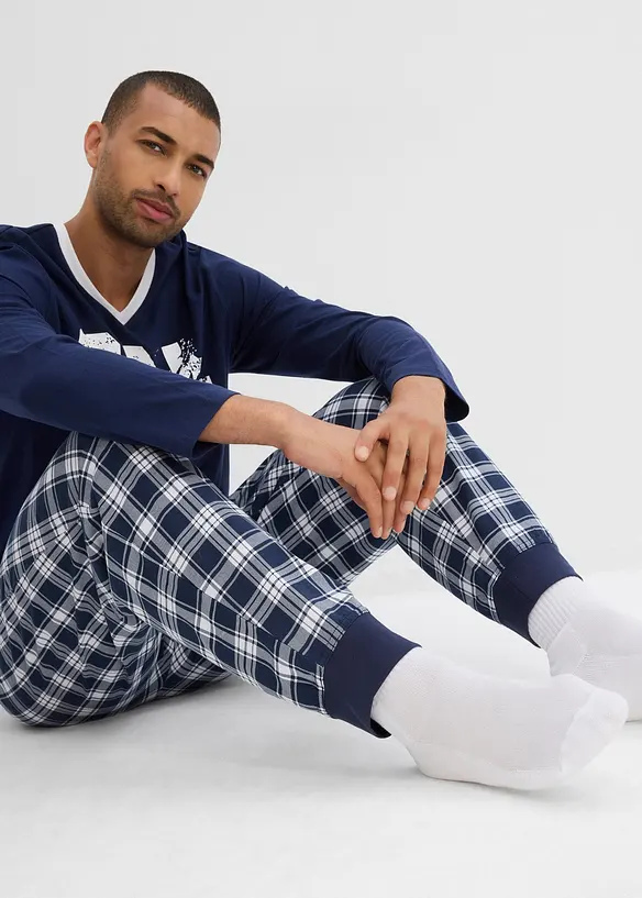 Pyjamas  med bomull och l&aring;nga &auml;rmar, bonprix