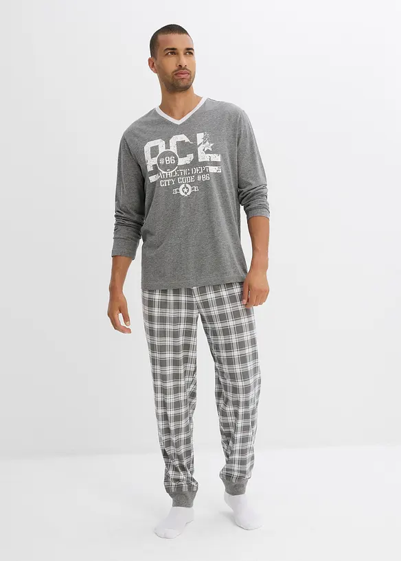 Pyjamas  med bomull och l&aring;nga &auml;rmar, bonprix