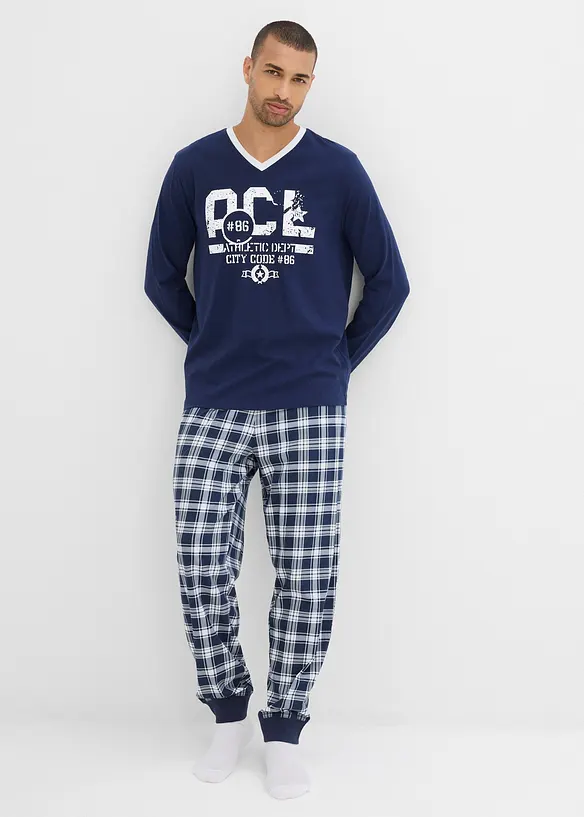 Pyjamas  med bomull och l&aring;nga &auml;rmar, bonprix