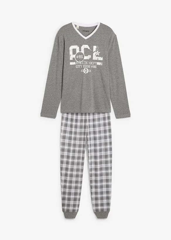 Pyjamas  med bomull och l&aring;nga &auml;rmar, bonprix