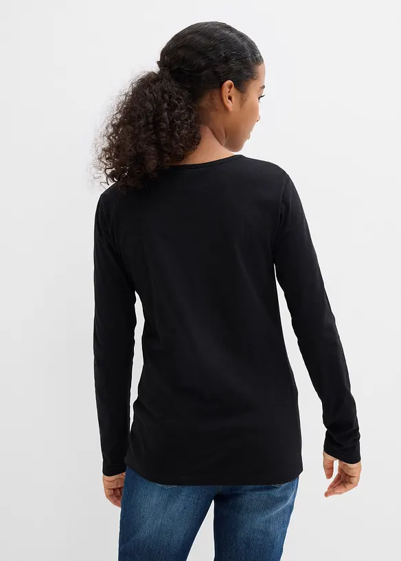 Långärmad topp av ren bomull (3-pack), bonprix