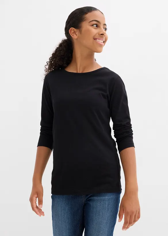 Långärmad topp av ren bomull (3-pack), bonprix