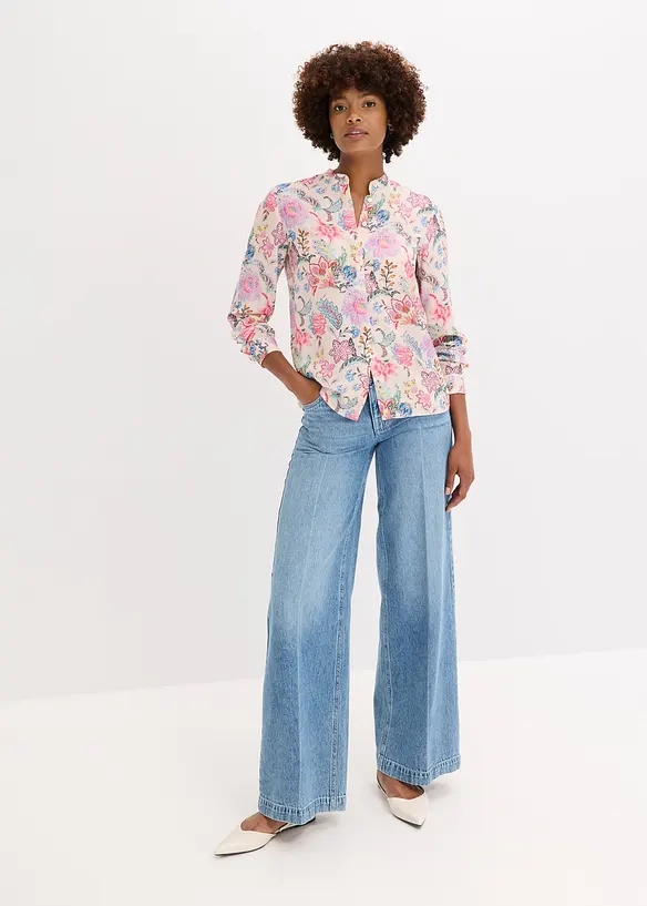 Blus med blommönster, bonprix
