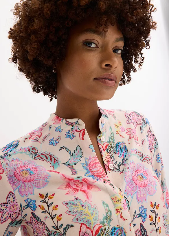 Blus med blommönster, bonprix