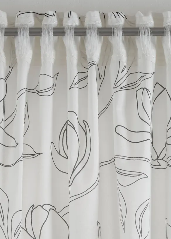 Gardin av återvunnen polyester med bladmönster (1-pack), bonprix