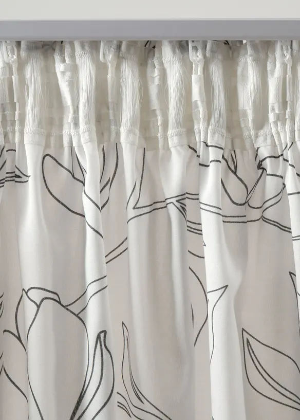 Gardin av återvunnen polyester med bladmönster (1-pack), bonprix