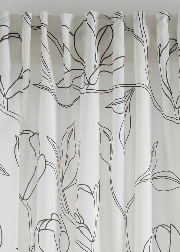 Gardin av återvunnen polyester med bladmönster (1-pack), bonprix