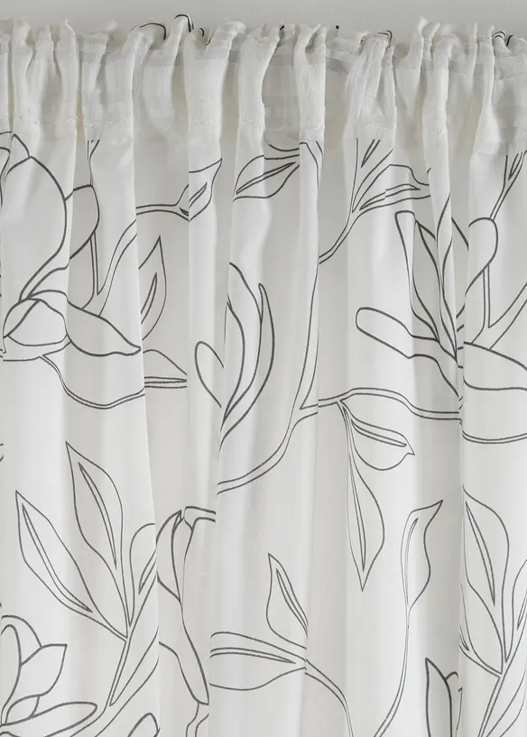 Gardin av återvunnen polyester med bladmönster (1-pack), bonprix