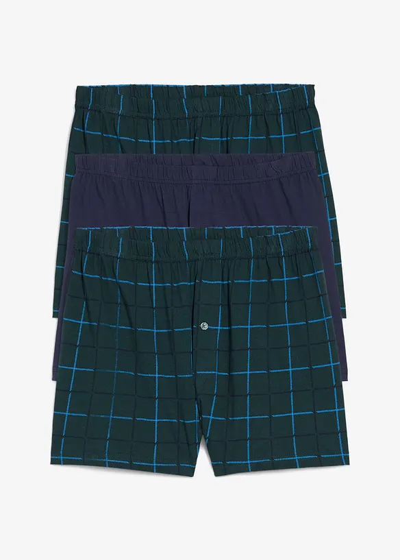 Ledigt skurna jerseyboxershorts i bomull (3-pack), bonprix