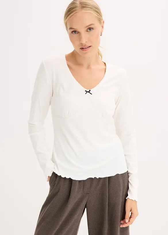 Ribbstickad topp, bonprix