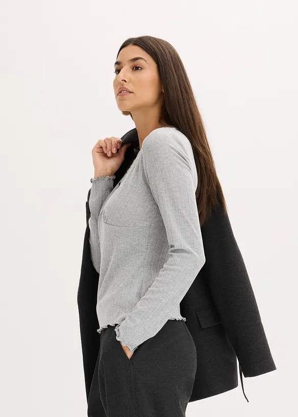 Ribbstickad topp, bonprix