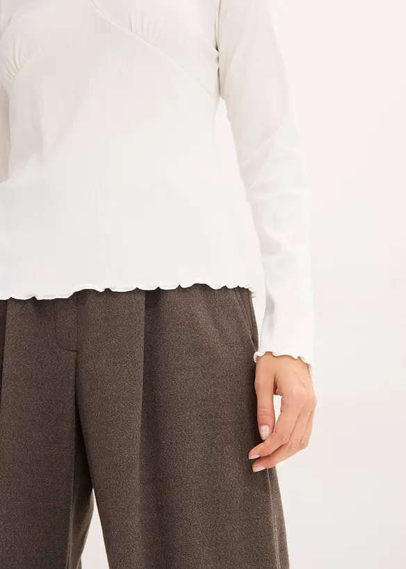 Ribbstickad topp, bonprix