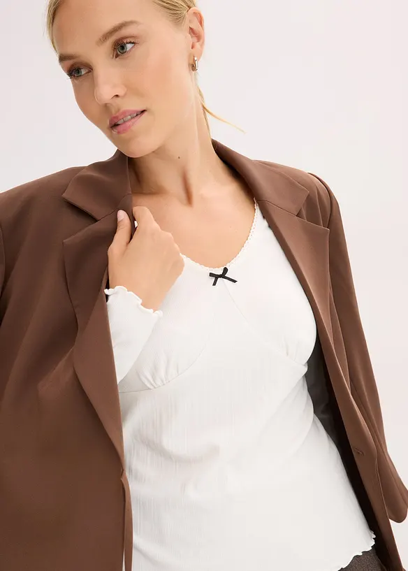 Ribbstickad topp, bonprix