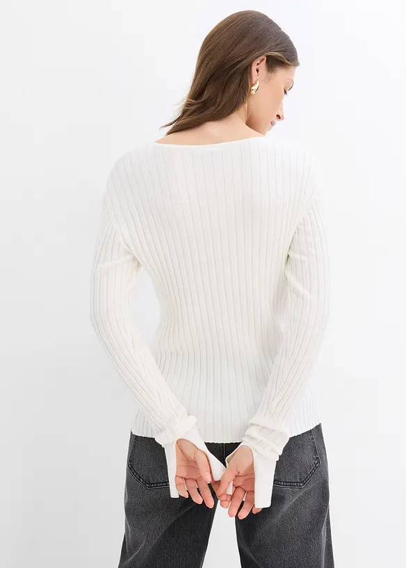 Ribbstickad topp, bonprix