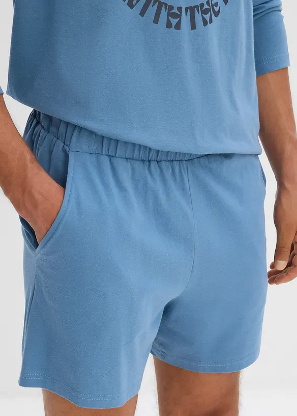 Kort pyjamas av ekologisk bomull med långa ärmar, bonprix