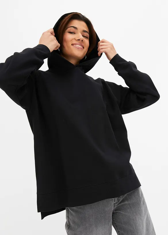 Sweatshirt med huva i ren bomull, bonprix