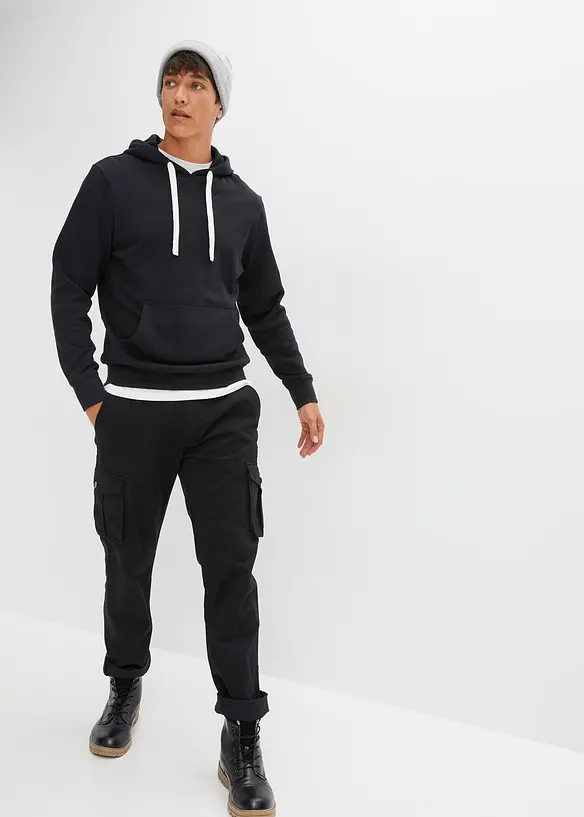 Sweatshirt med huva i ren bomull, bonprix