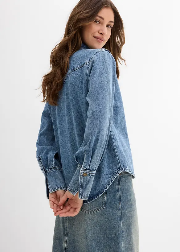 Jeansblus i ren bomull, bonprix