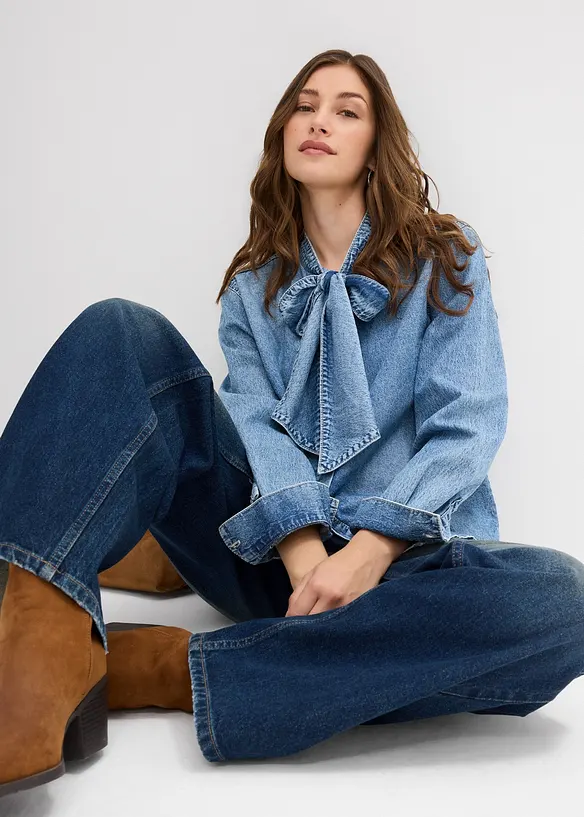 Jeansblus i ren bomull, bonprix