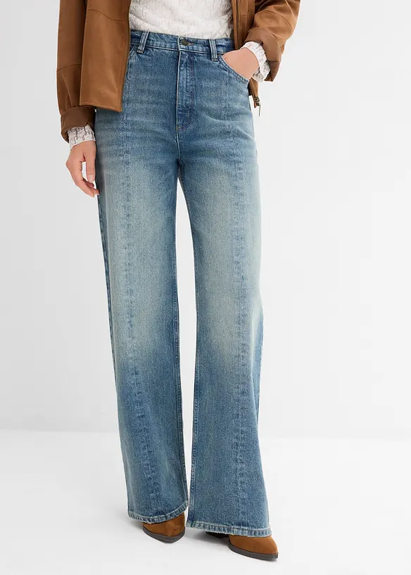 Bekväma, raka jeans med High Waist, Low Stretch, bonprix