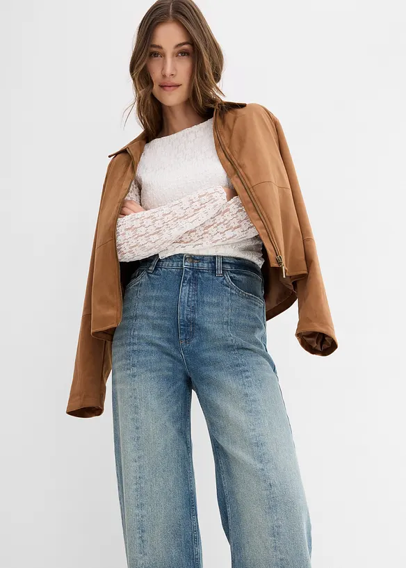 Bekväma, raka jeans med High Waist, Low Stretch, bonprix