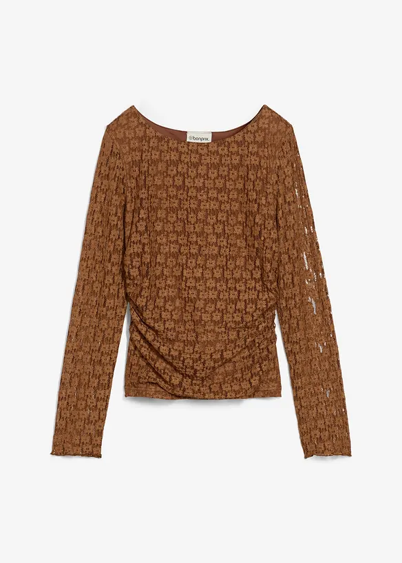 Långärmad topp i spets, bonprix