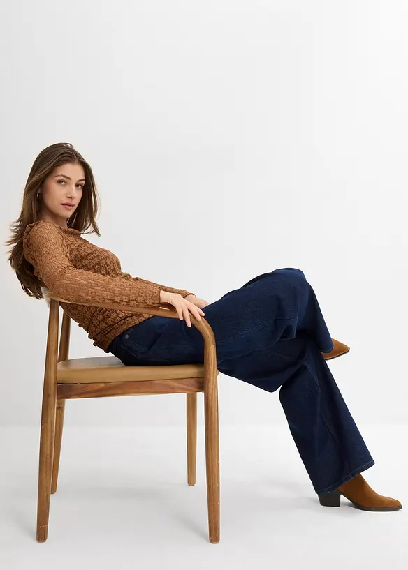 Långärmad topp i spets, bonprix