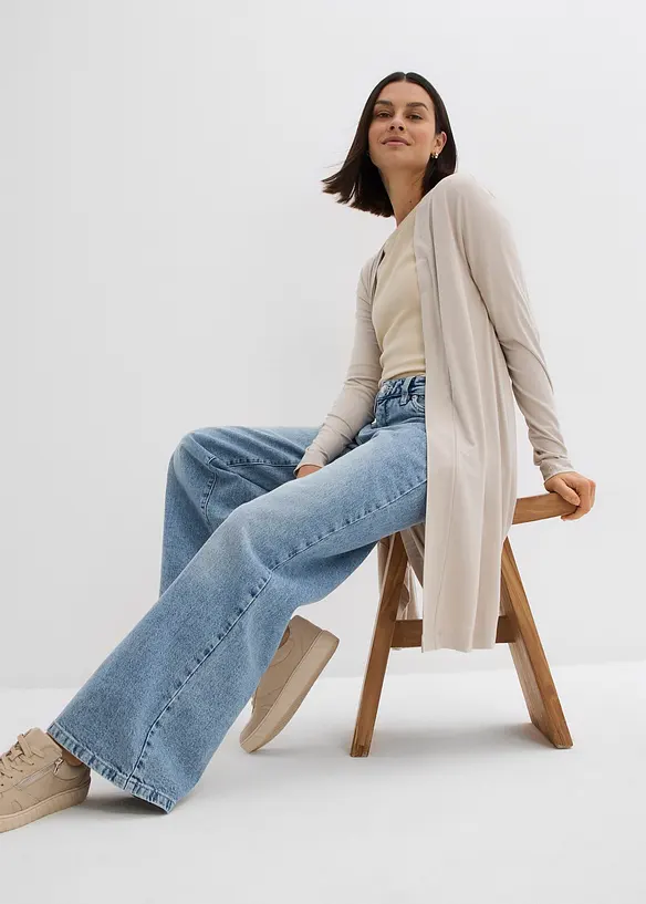 Tunn lång cardigan i mjuk viskos, bonprix