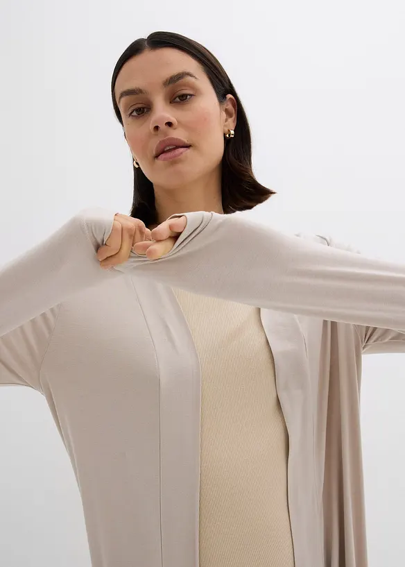 Tunn lång cardigan i mjuk viskos, bonprix
