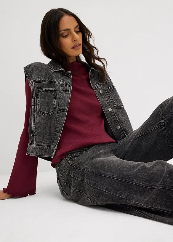 Ribbad topp i ren bomull, bonprix