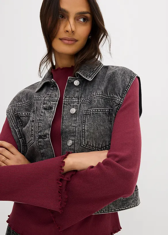 Ribbad topp i ren bomull, bonprix