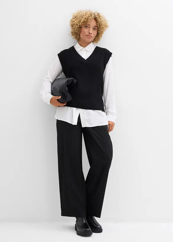 Palazzobyxa med yllelook, bonprix