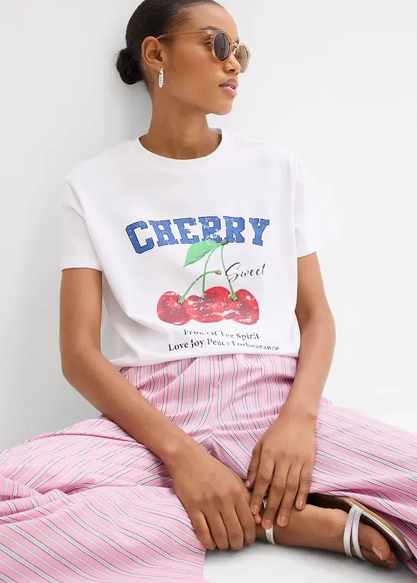 T-shirt i ren ekologisk bomull med tryck, bonprix