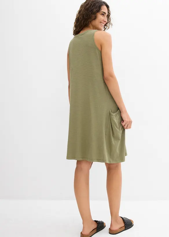 Jerseykl&auml;nning i bomull med fickor, bonprix