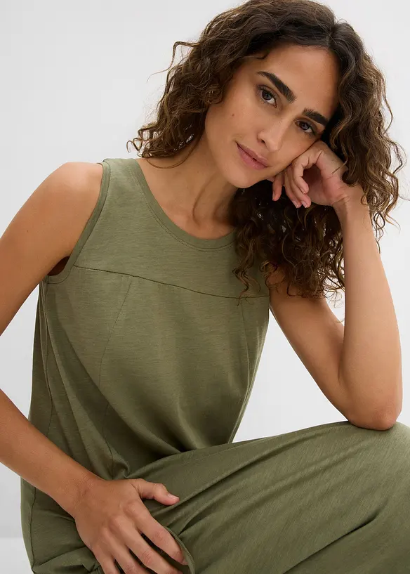 Jerseykl&auml;nning i bomull med fickor, bonprix