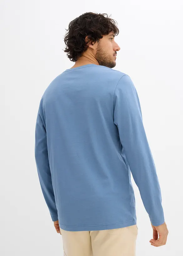 Långärmad T-shirt i farfarsmodell (2-pack) i ekologisk bomull, bonprix