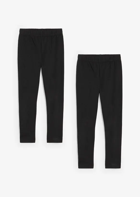 Leggings i elastiskt material med ekologisk bomull för barn (2-pack), bonprix