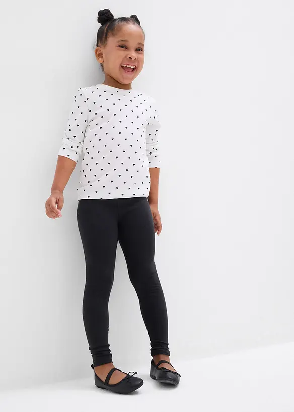 Leggings i elastiskt material med ekologisk bomull för barn (2-pack), bonprix