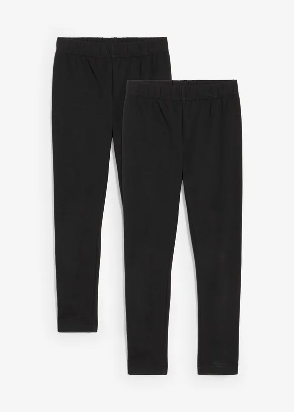 Leggings i elastiskt material med ekologisk bomull för barn (2-pack), bonprix