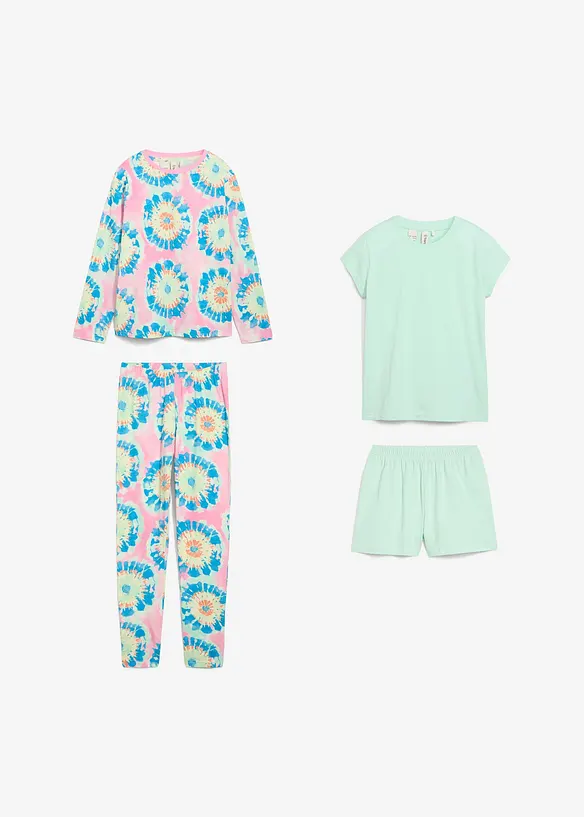 2 pyjamasar lång + kort med mjuk ekologisk bomull (set i 4 delar), bonprix