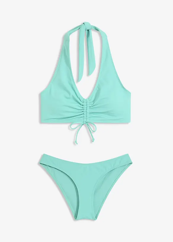 Bikini med halterneck och rynkning (2 delar), bonprix
