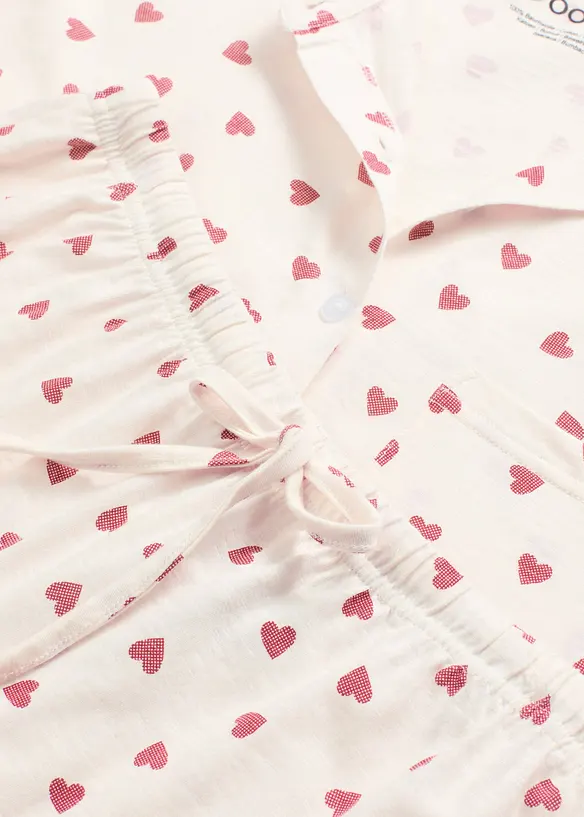 Pyjamas med shorts, slubbeffekter, oversized, bonprix