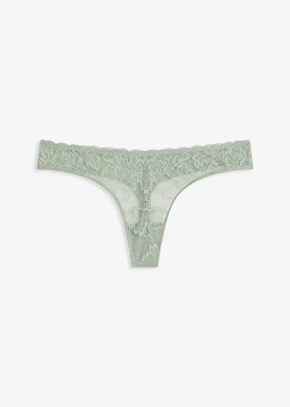 Stringtrosa med V-formad kant och blommönstrad spets, bonprix