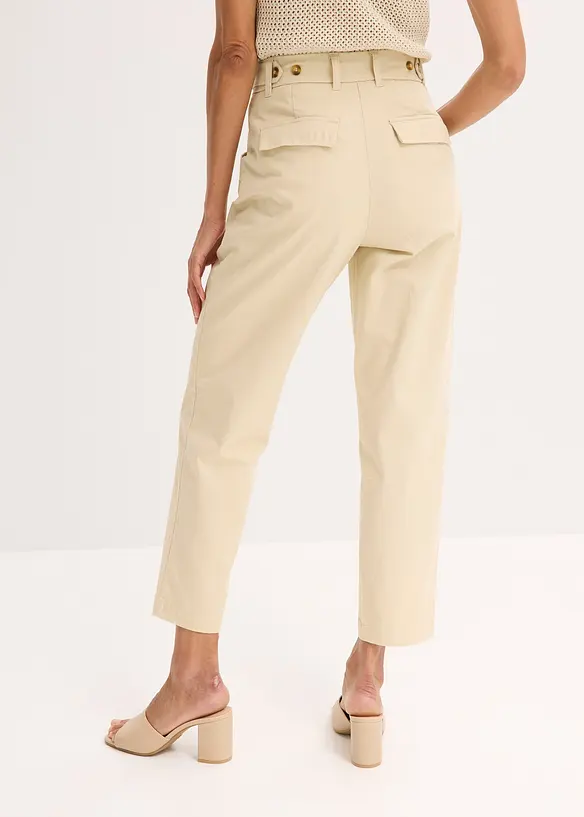 Satinbyxa med Tapered Fit, bonprix