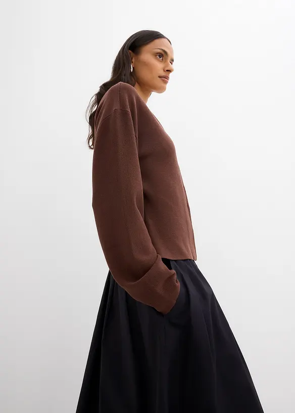 Stickad kofta i viskosmaterial, bonprix