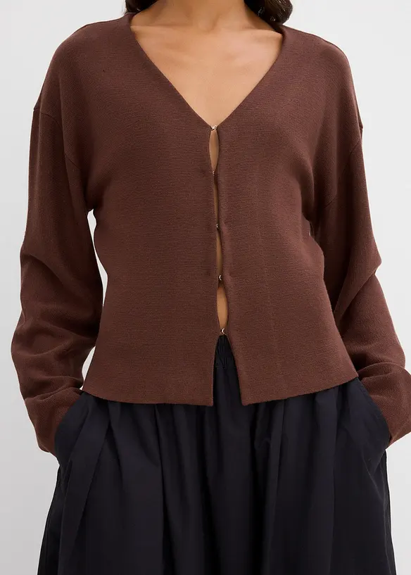 Stickad kofta i viskosmaterial, bonprix