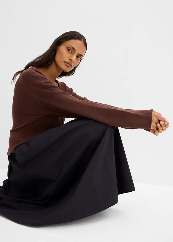 Stickad kofta i viskosmaterial, bonprix