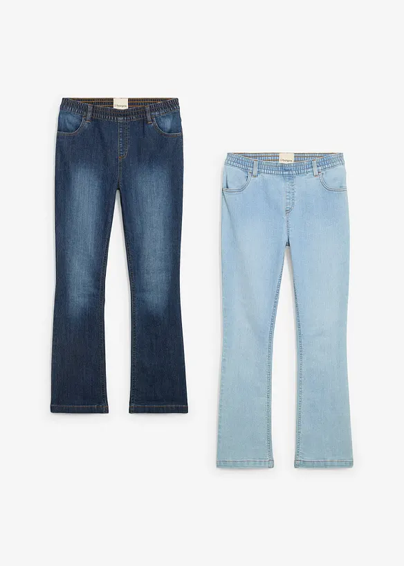 Dra-på jeans Mid Waist (2-pack), bonprix